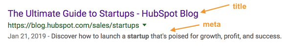 How to create WordPress blog: The title and meta description labelled in a featured snippet for a HubSpot blog